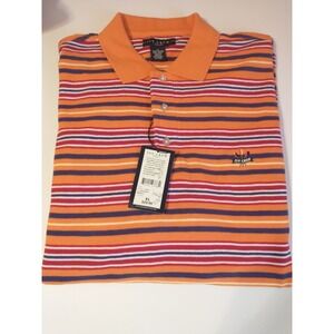 Ivy Crew Classic Men's Polo XL Striped Orange Blue Red  Colorful